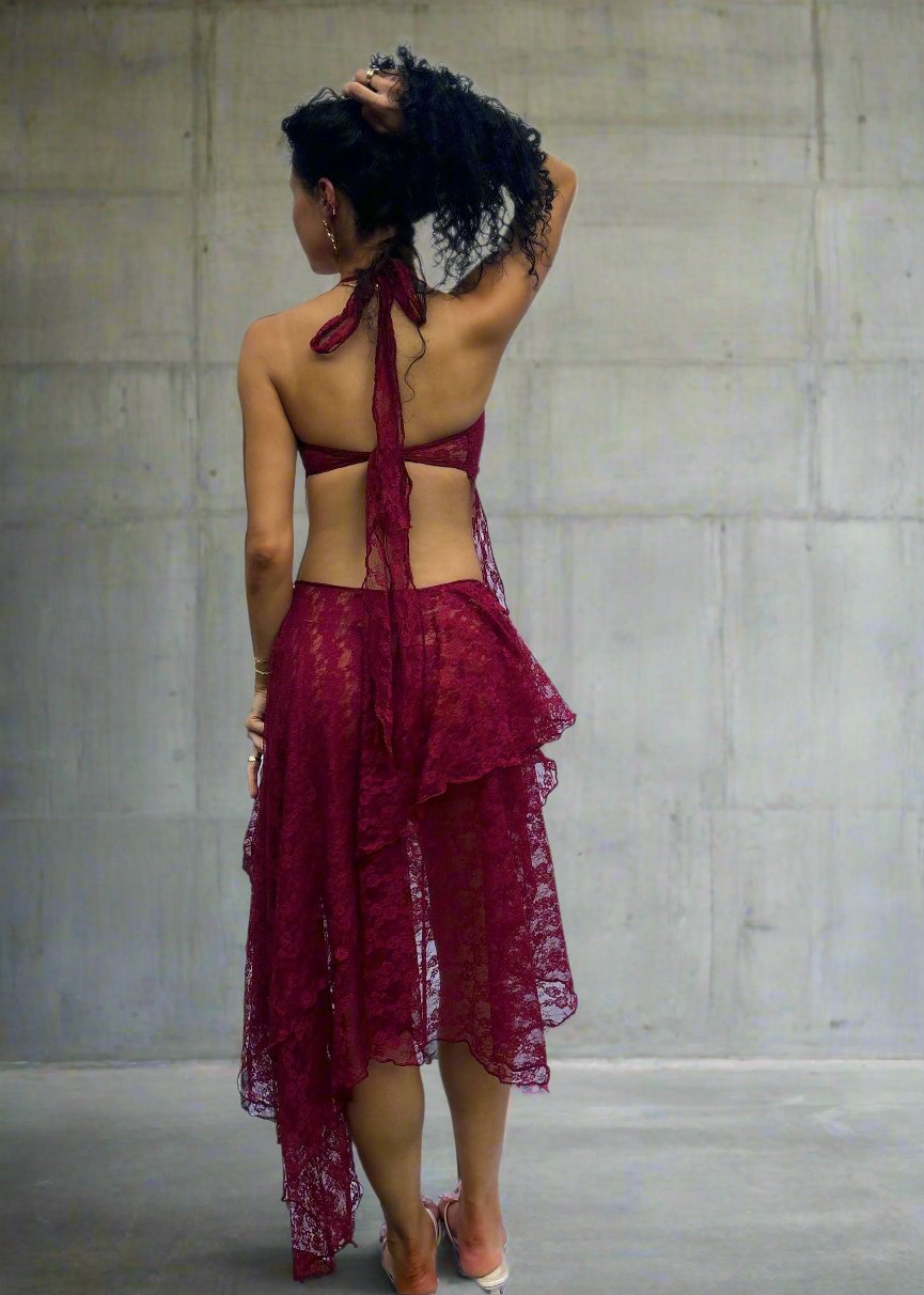 SOPHIE LACE SKIRT - WINE